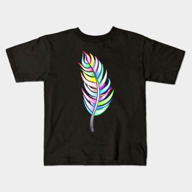 Rainbow feather Kids T-Shirt by calenbundalas